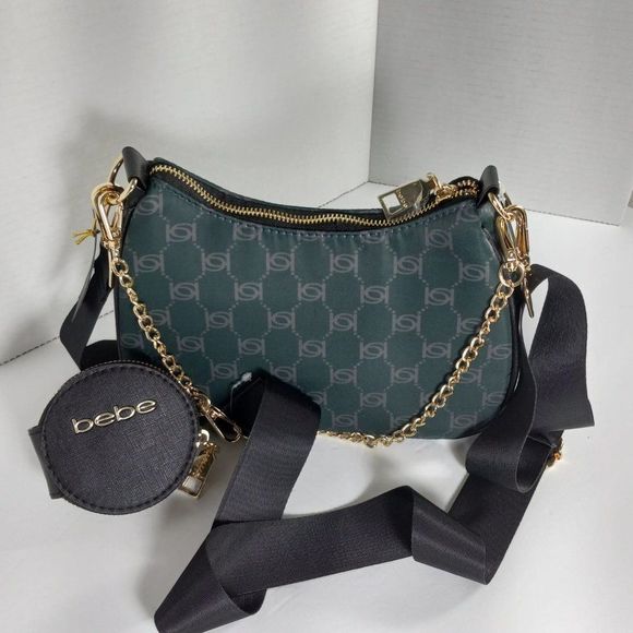 Bebe Green Mara Nylon Logo Crossbody - Picture 10 of 14